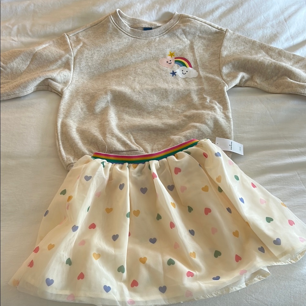 NWT Old Navy girls sweatshirt and matching tulle skirt